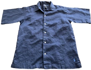 Boys Ralph Lauren Dress Shirt Medium 100% Linen Button up Short sleeve Collared - Picture 1 of 7