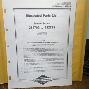 Briggs & Stratton Engine Models 252700 to 252799 Illustrated Parts Catalog List - Picture 1 of 2