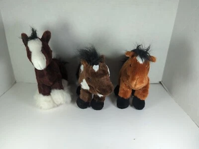 Webkinz Clydesdale HM139 Pinto HM147 Arabian HM101 Brown White Spotted No Code - Image 1 of 4