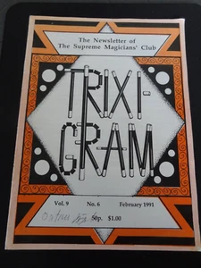TRIXIGRAM Supreme Magic Magicians Newsletter Magazine February 1991 - Picture 1 of 7