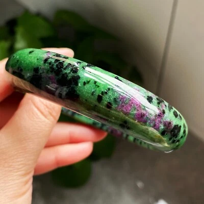 65mm Natural Red Green Ruby Gemstone Quartz Crystal Bangle uv Color change - Image 1 of 4
