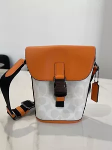 Coach Track Small Flap Crossbody In Signature Canvas - Picture 1 of 2