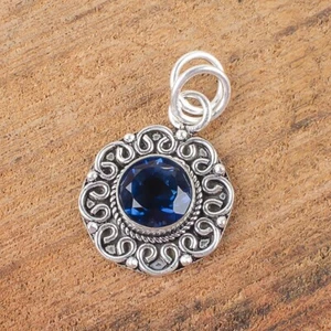 Wedding Gift For Her 925 Silver Natural London Blue Topaz Gemstone Pendant - Picture 1 of 6