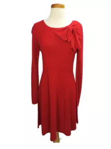 Eliza J Dress Red Medium Regal Collection Long Sleeves Stylish Bow Acrylic - Picture 1 of 3