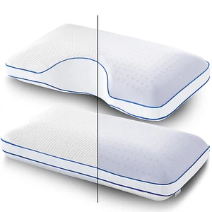 Gel Memory Foam Pillow Side Sleeper Pillow Cooling on one Side Soft on the other - Afbeelding 1 van 27