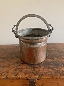 Antique Hammered Copper Tin Pan Pot, Bronze/ Iron Handle - Picture 1 of 7
