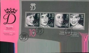 DIANA GIBRALTAR 10TH ANNIVERSARY FIRST STAMP 1ST DAY COVER BLOCK STAMPS - Picture 1 of 2