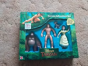 DISNEY TARZAN ADVENTURE SET TARZAN JANE AND KALA ARE POSEABLE NIB SEALED MATTEL - Picture 1 of 5