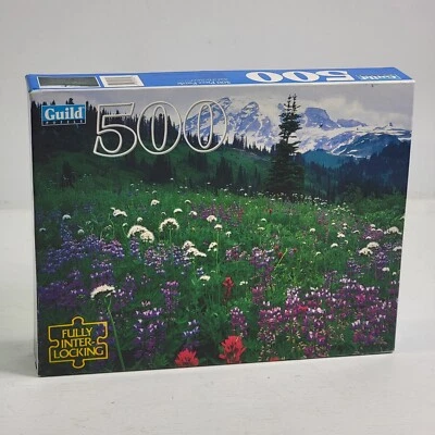 Vtg 1996 Guild 500 Piece Jigsaw Puzzle MT. RAINER NATIONAL PARK, WA New Sealed - Image 1 of 3