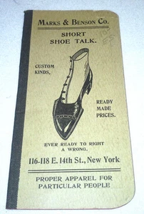 Raro Publicidad Marks & Benson Co Zapato Corto Nota de Conversación Folleto Nueva York - Imagen 1 de 5