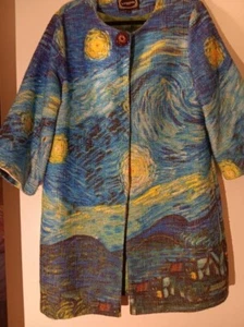 Art-Inspired Designer Coat – Stunning Van Gogh Starry Night Design High Fashion  - Picture 1 of 4