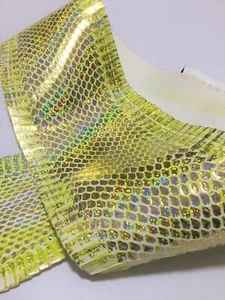 Iridescent Elaphe Snake Skin Leather Snakeskin Shifting Metallic Brushed Gold - Picture 1 of 3