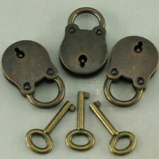 3 * Old Vintage Antique Style Mini Padlocks Key Lock Bronze Retro Jewelry Lock a