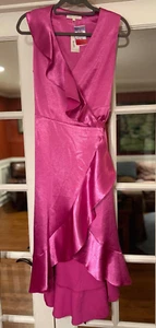 MAJE Ripple Ruffle Detail Satin Wrap Dress Size 1 (US Small) NWT - Picture 1 of 13