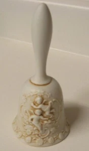 VINTAGE COLLECTIBLE - ESD - JAPAN - HAND PAINTED - BELL WITH CHERIBS FLOWERS - Picture 1 of 3