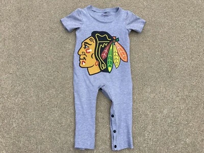 Chicago Blackhawks hockey baby clothes handmade t shirt baby romper 12 months - Image 1 of 4