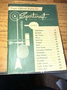 Your Official Rules For Sportcraft Sport Games Index Vintage Manual - Picture 1 of 3