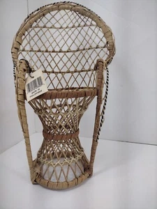"Muñeca de mimbre vintage de ratán pavo real oso silla planta juguete muebles 12,25"" de alto" - Imagen 1 de 6