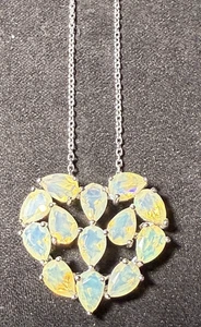 Jtv Ethiopian Fire Opal heart shape Sterling Silver Necklace New with tags! - Picture 1 of 3