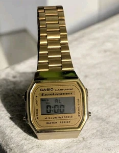 Gebrauchte Casio Retro Classic Unisex Digital Stahl Armband Uhr A168WG-9EF GLD - Bild 1 von 4