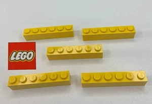 5 x Lego Vintage Yellow 1x6 brick - 3009 -pip on top - 90s Bricks -15C - Picture 1 of 1
