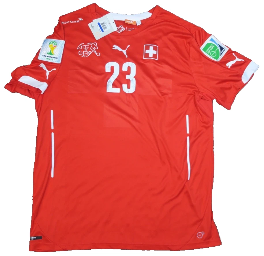 Camiseta Suiza Shaqiri #23 Copa Mundial 2014 local XL dañada/tal cual Foto 1 de 4