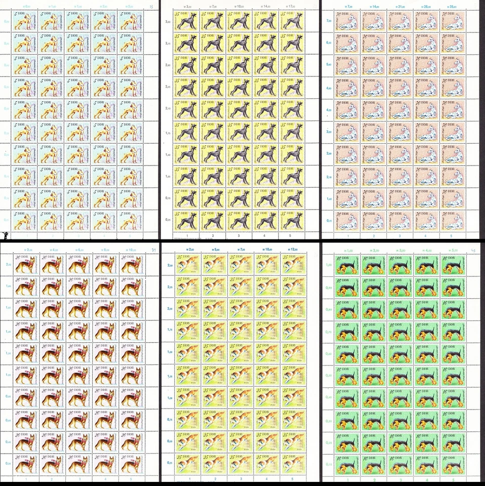 GDR Dogs 6v Full Sheets 1976 MNH SG#E1870-E1875 - Image 1 of 1