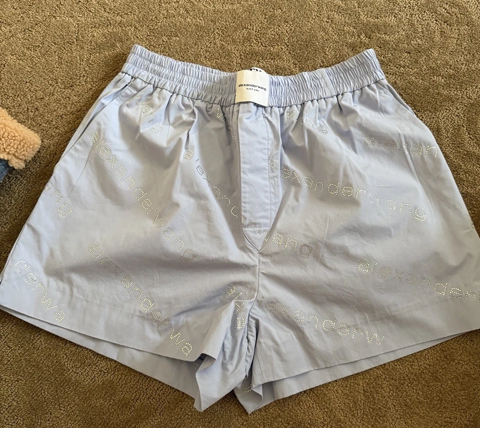 Alexander Wang Crystal-Embellished Logo Boxer Shorts - Image 1 of 1