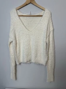 Free People Icing maglione scollo a V donna taglia S avorio maglia sfocata cropped - Foto 1 di 7