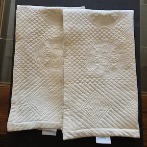 Waverly Pillow Shams King Set Of 2 36x21 Ivory Cream Textured Cotton Zip  - Picture 1 of 16