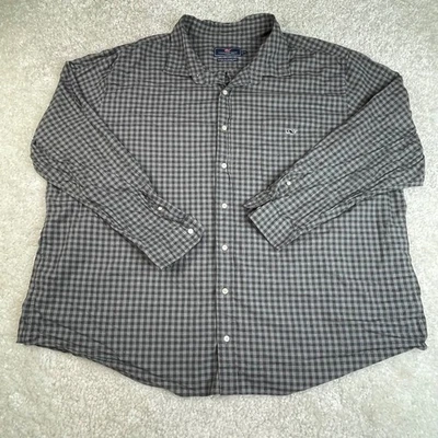 Vineyard Vines Shirt Mens 4XB Big Gray Plaid Slim Fit Tucker Button Down Cotton - Image 1 of 4