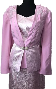 Elite Champagne 3-Piece Rhinestone Embellished Special Occasion Suit Size 14 - Picture 1 of 4
