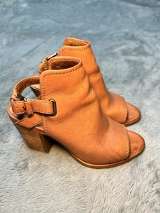 Frye Dani Peep Toe Harness Slingback Women’s 6M Brown Leather City Going Out - Picture 1 of 16