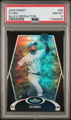 2008 Topps Finest Black Refractor #88 Ichiro Suzuki /99 PSA 8 Mariners HOF POP 1 - Image 1 of 2