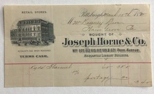 Billhead Pittsburg Pa Joseph Horne & Co 1892 #b11 - Imagen 1 de 2