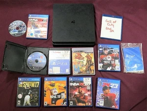 SONY PLAYSTATION 4 1TB SLIM CONSOLE CUH-2115B + (11) PS4/PS3 GAMES BUNDLE LOT - Picture 1 of 6