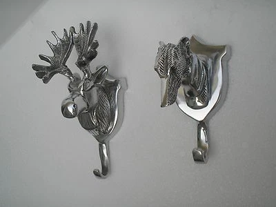 Aluminium wall mount Greyhound  & Moose Head coat hooks set of 2 pcs au* - Image 1 of 2