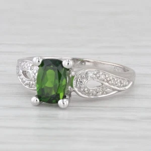 Anillo De Diamante De Cromo Diopsido De 0.96ctw De Oro Blanco De 10k Talla 6 - Imagen 1 de 11