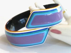 COLORFUL RETRO VINTAGE BYPASS WRAP LAYERED CELLULOSE ACETATE BANGLE BRACELET - Picture 1 of 24