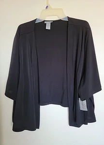 Catherines Knit Short Sleeve Open Front Cropped Cardigan Women Size 3X Black NWT - Picture 1 of 4