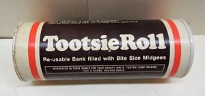 Vintage Tootsie Roll Candy Coin re-usable Piggy Bank 6" Tall 2 1/4" Diameter - Picture 1 of 3