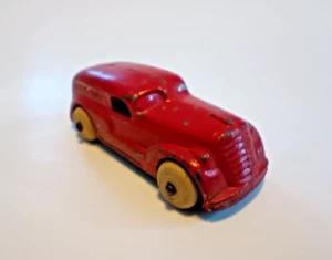 1940's Barclay Diecast Metal Slush Red Sedan Delivery 3" White Tires Toy Truck - Picture 1 of 12