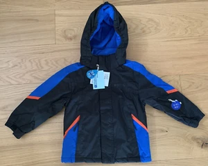 NEW Mountain Warehouse Kids Ski Jacket Coat Raptor Black Blue Boys Age 3-4, 5-6 - Picture 1 of 2