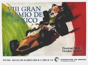 Póster Original Vintage VIII GP México COCHES DE CARRERAS 1969 - Imagen 1 de 1