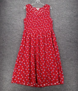 Croft Barrow Dress Womens L Large Red Midi Floral Smocked Sleeveless A Line Boho - Picture 1 of 9