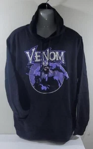 NEW MENS MARVEL VENOM BLACK PULLOVER KANGAROO HOODIE SWEATSHIRT XL XXL XXXL - Picture 1 of 4