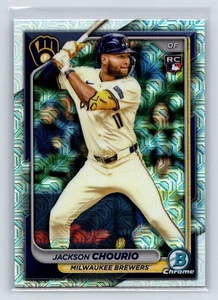 Jackson Chourio 2024 Bowman Chrome #69 Mojo Refractor Milwaukee Brewers RC C53 - Picture 1 of 2