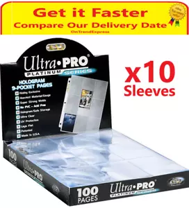 10 x ULTRA PRO PLATINUM TRADING CARD 9 POCKET 3 HOLE SLEEVES PAGES POKEMON MTG - Picture 1 of 5