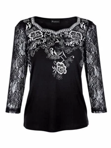 Komplimen EDEL SHIRT SPITZEN ÄRMEL SCHWARZ-WEISS GR. 42 GR. 44, 46 0217299230 - Bild 1 von 4