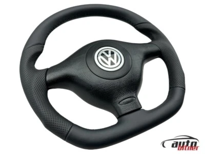 Tuning  Lenkrad Lederlenkrad VW GOLF 4 IV PASSAT 3B BORA  Abgeflacht  Airbag - Bild 1 von 4